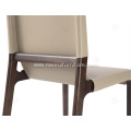Khaki saddle leather armless dining chairs